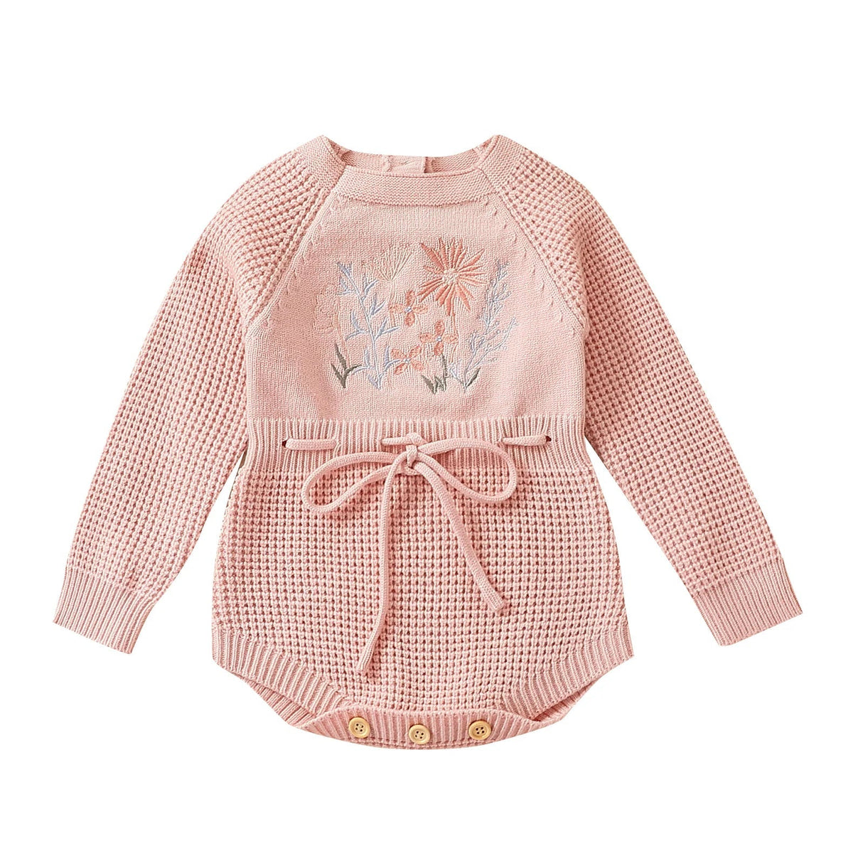 Embroidery Floral Baby Girls Sweater Romper Newborn Long