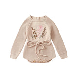 Embroidery Floral Baby Girls Sweater Romper Newborn Long