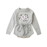 Embroidery Floral Baby Girls Sweater Romper Newborn Long