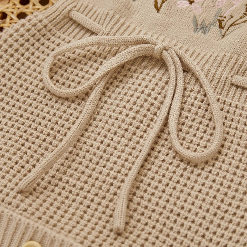 Embroidery Floral Baby Girls Sweater Romper Newborn Long