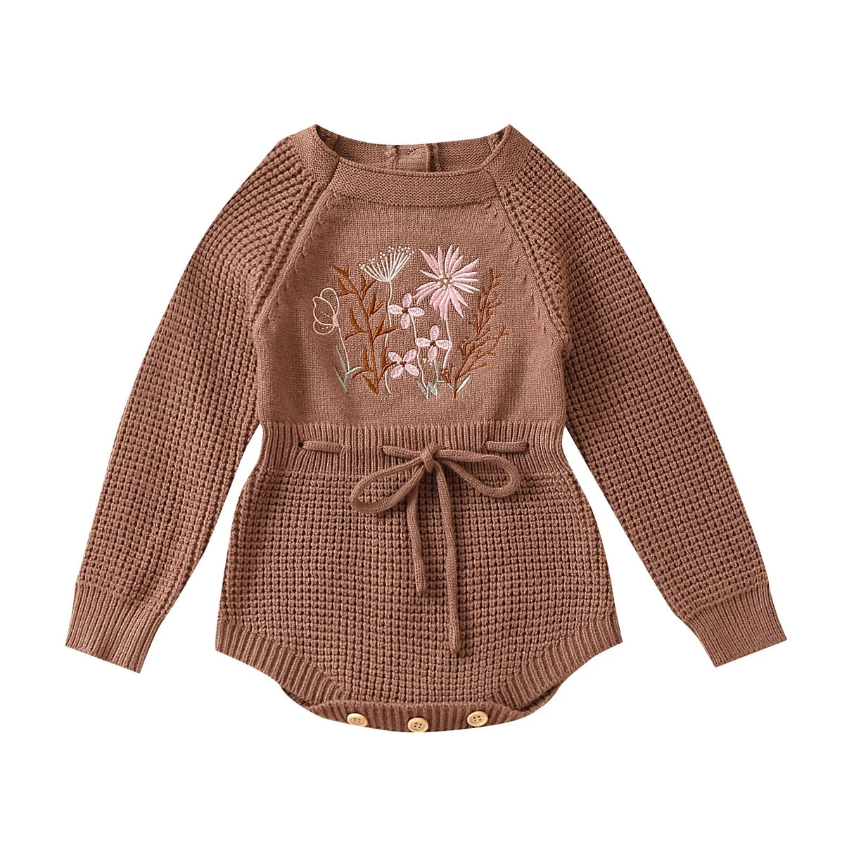 Embroidery Floral Baby Girls Sweater Romper Newborn Long