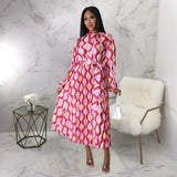 European and American plussize women pluscolor pleated dress