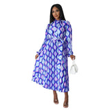 European and American plussize women pluscolor pleated dress