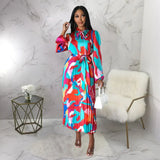 European and American plussize women pluscolor pleated dress