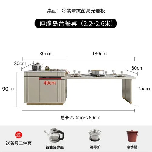 Extendable Modern Dining Table Nordic Luxury Tea Groceries