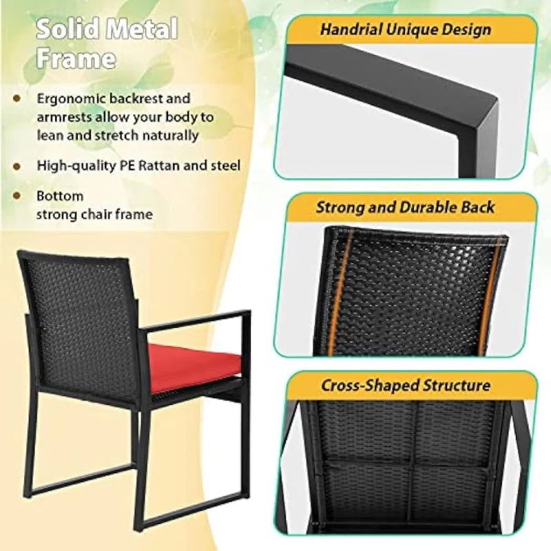 FDW Patio Furniture Sets 3 Piece Outdoor Bistro