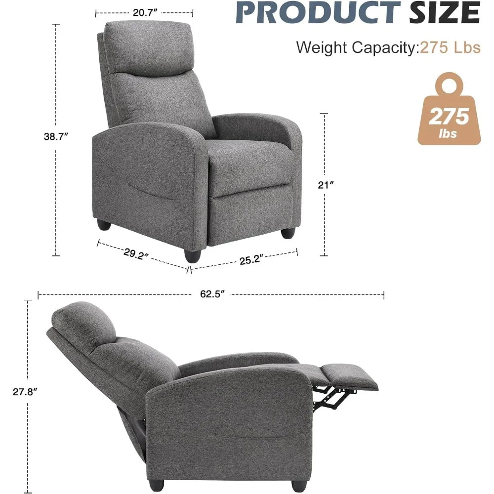 Fabric Recliner Sofa Adjustable Home Theater Seating Lounge