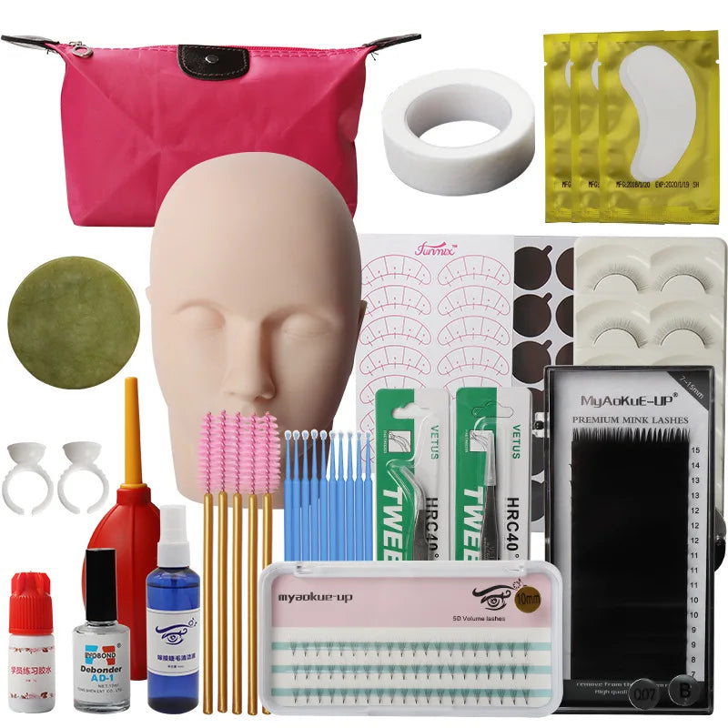 False Eyelash Extension Training Kit Practice Model Head