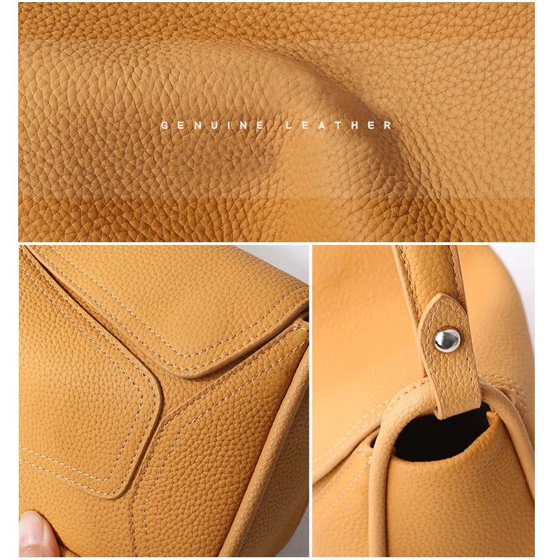 Famicare Women Handbag Cowhide Real Leather Small Lady