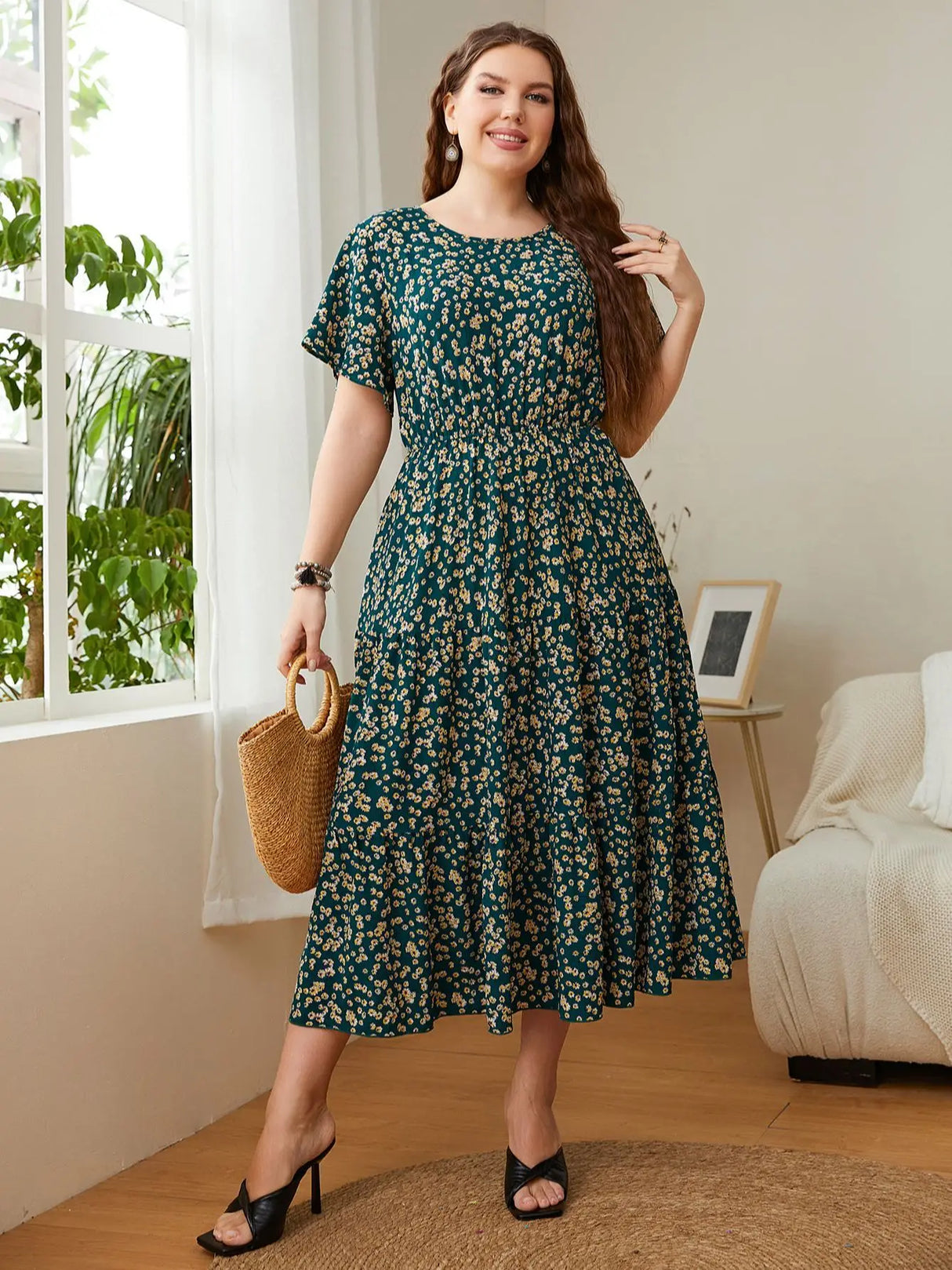 Fashion Big Size Women's Clothing Dress Summer O-Neck