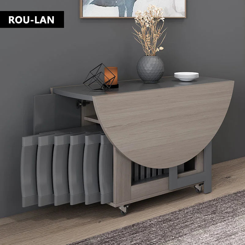 Fashion Folding Dining Table Furniture Multifunctional Round Movable