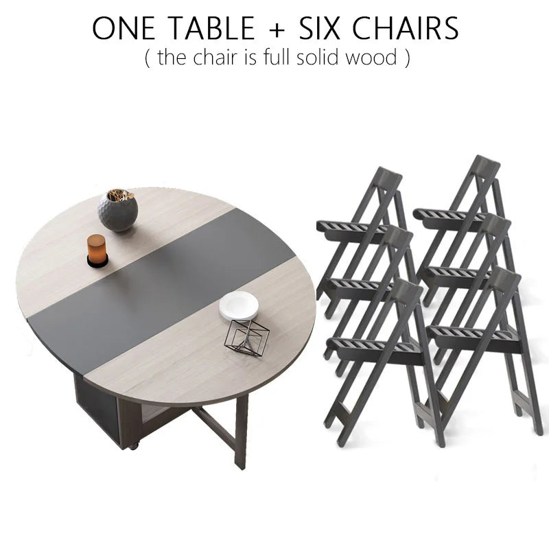 Fashion Folding Dining Table Furniture Multifunctional Round Movable