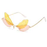 Fashion Rimless Sunglasses Women Designer Dragonfly Clear Lens