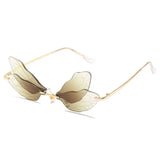 Fashion Rimless Sunglasses Women Designer Dragonfly Clear Lens