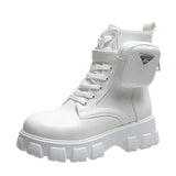 Fashion White Punk Ankle Platform Motorcycle Boots Women
