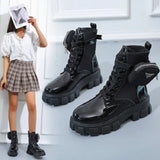 Fashion White Punk Ankle Platform Motorcycle Boots Women