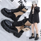 Fashion White Punk Ankle Platform Motorcycle Boots Women