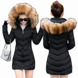 Fashion Winter Jacket Women Big Fur Belt Hooded