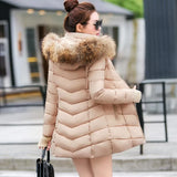 Fashion Winter Jacket Women Big Fur Belt Hooded