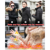 Fashion Winter Jacket Women Big Fur Belt Hooded