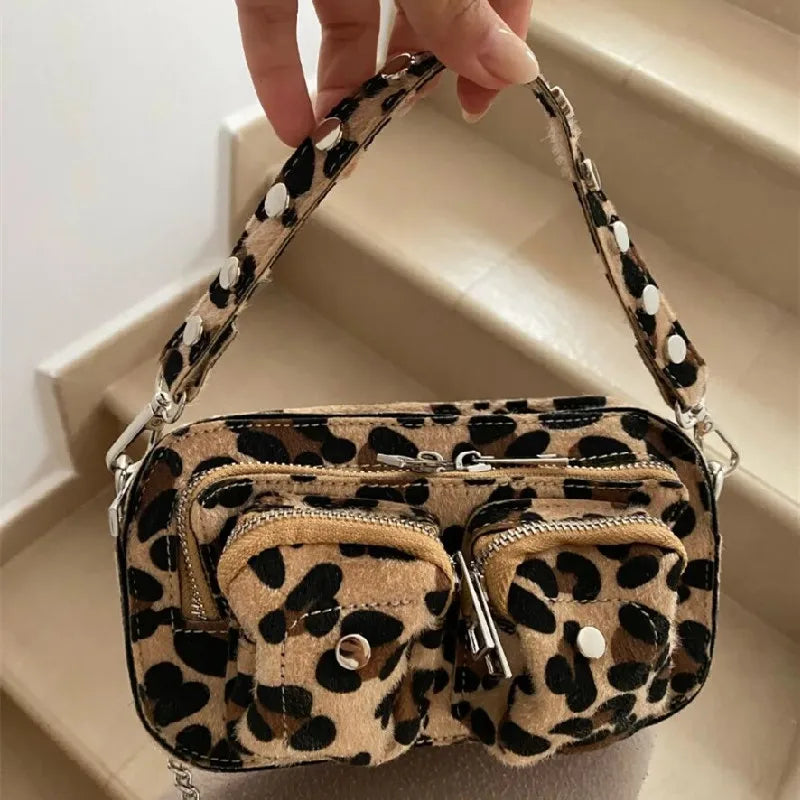 Fashion Women Handbag Leopard Leather Shoulder Bags Female