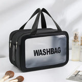 Fashion portable large capacity makeup bag; Double layer frosted dry wet separation wash bag; Multifunctional travel storage bag