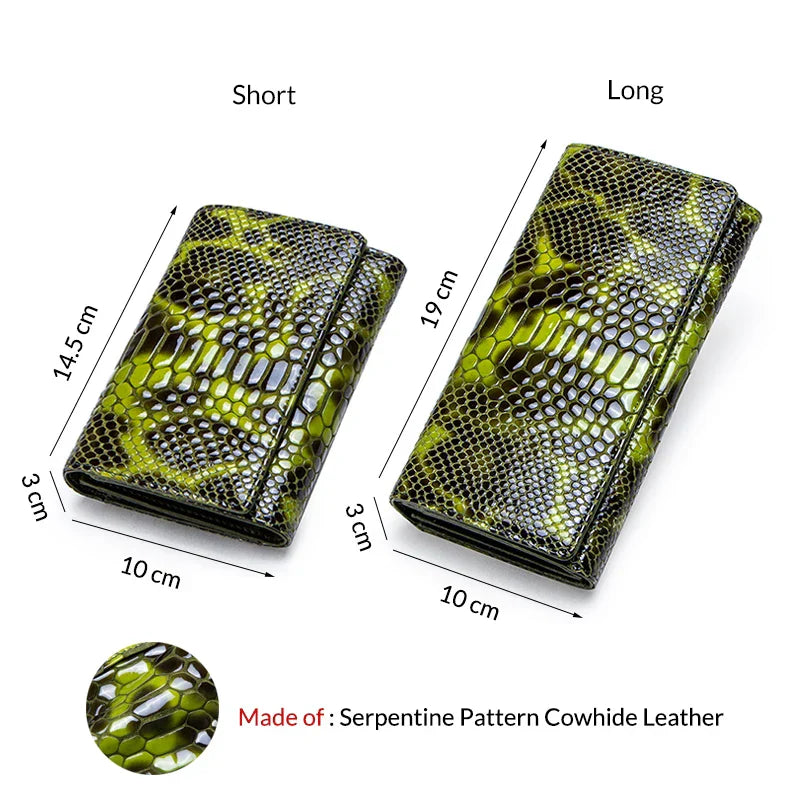 Female Coin Purse Genuine Leather Long Women Wallet Serpentine Design Phone Purses For Ladies Cardholder Clutch Money Bag