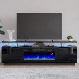 Fireplace TV Stand 70" Modern High Gloss Entertainment