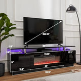 Fireplace TV Stand 70" Modern High Gloss Entertainment