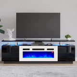 Fireplace TV Stand 70" Modern High Gloss Entertainment