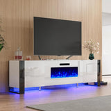 Fireplace TV Stand 80" Modern High Gloss Entertainment