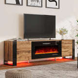 Fireplace TV Stand 80" Modern High Gloss Entertainment