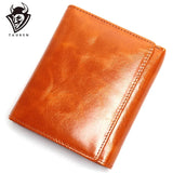 First Layer Of Leather Wallet Female Oil Wax Ladies Retro Multi-Folding Clutch Bag Change Multi-Function