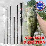 Fishing Rod 6 Section Casting Spinning Portable Travel