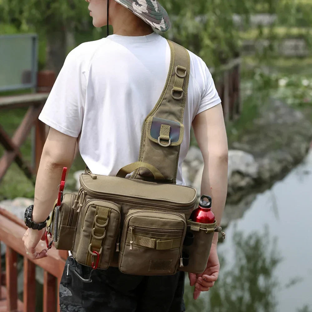 Fishing Shoulder Bag Multifunctional Fishing Waist Pack 600D