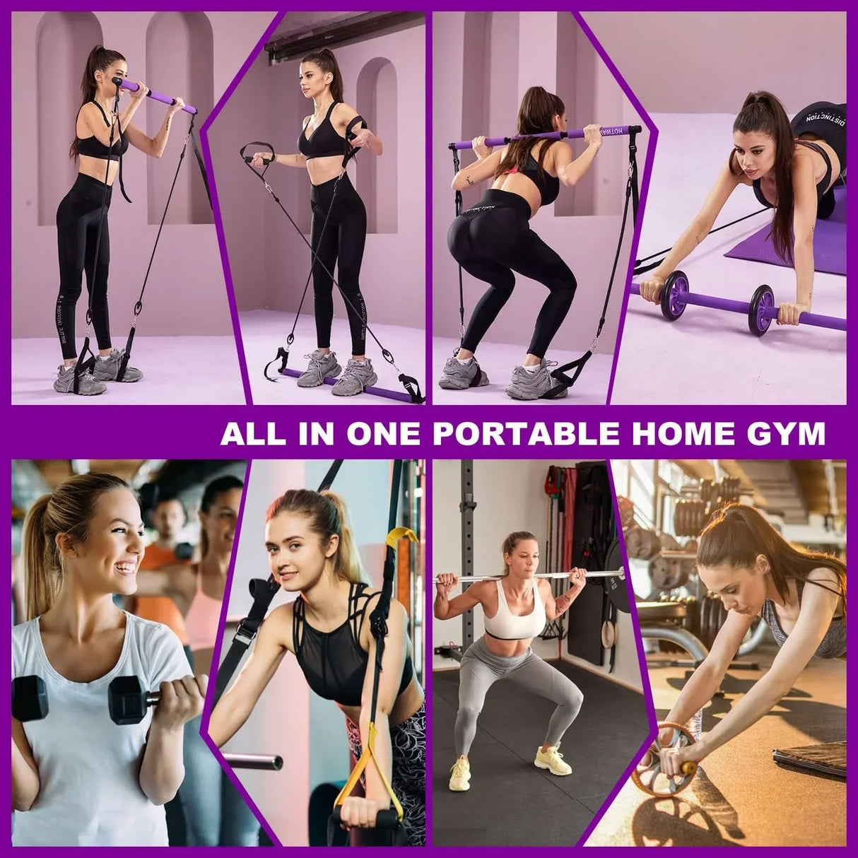 Fitness Pilates Bar Kit Resistance Bands with Ab