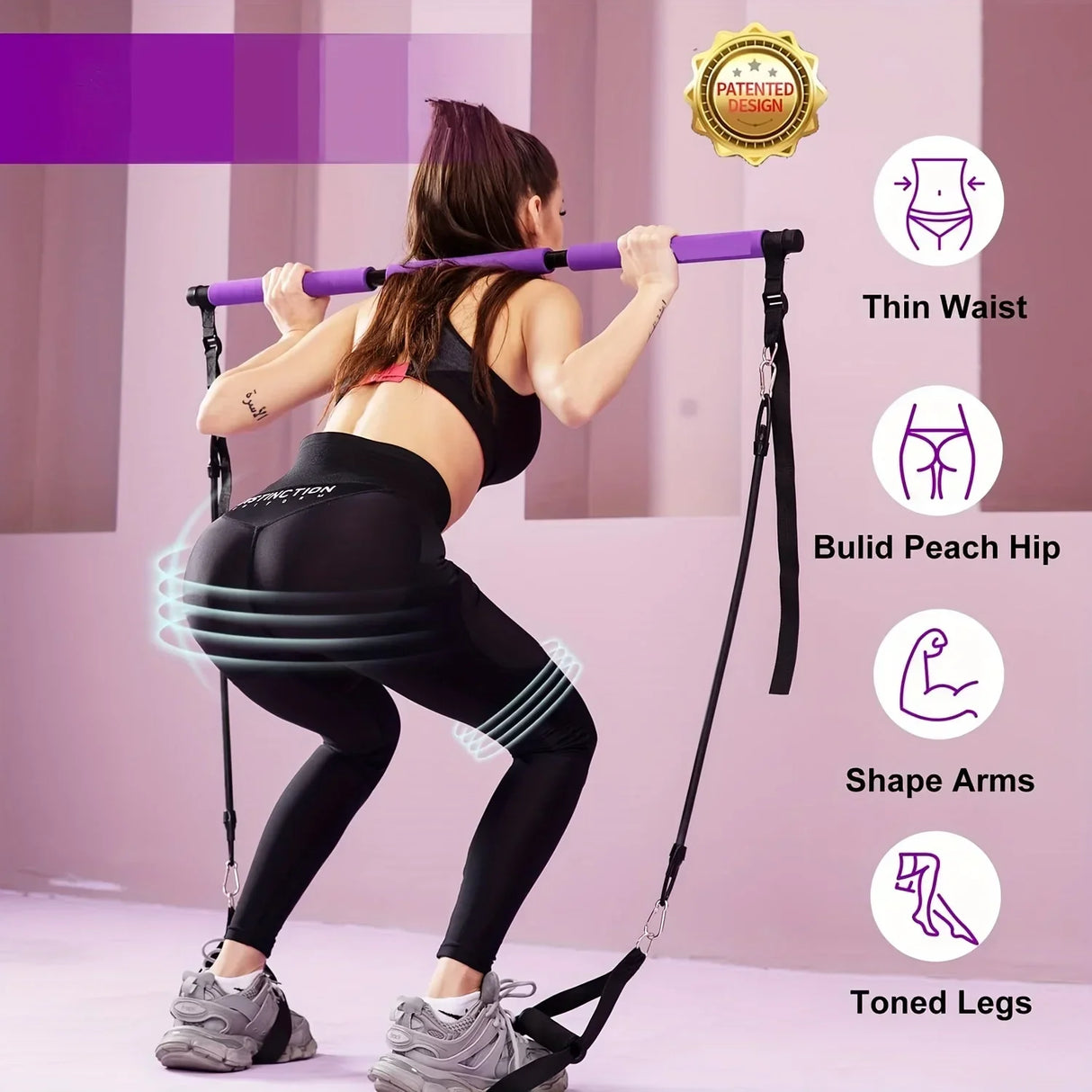 Fitness Pilates Bar Kit Resistance Bands with Ab