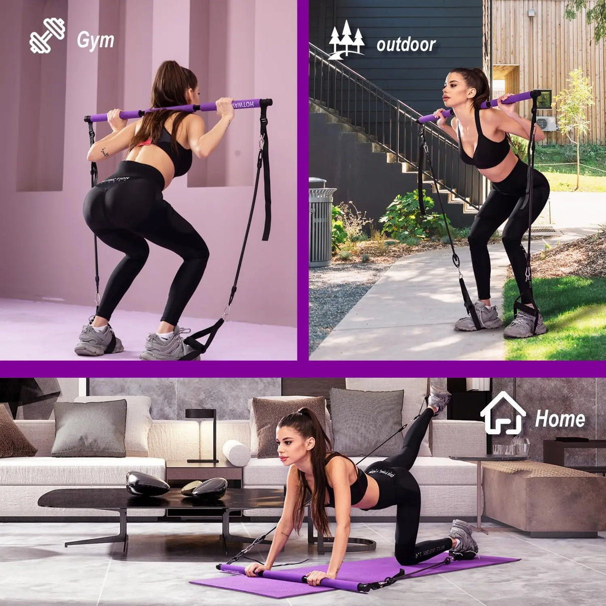 Fitness Pilates Bar Kit Resistance Bands with Ab