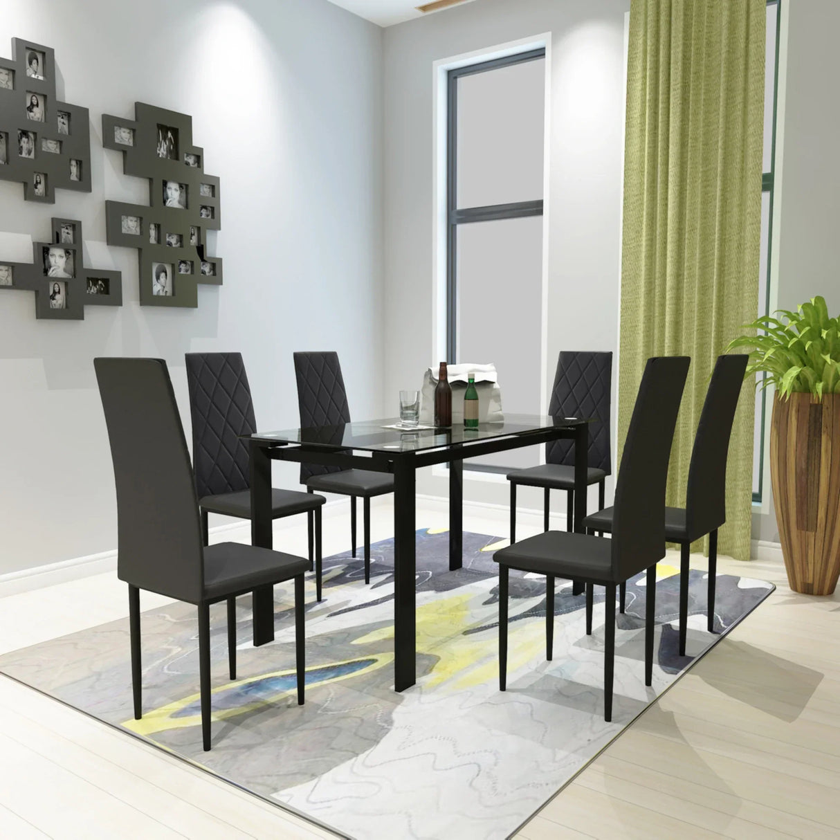 [Flash Sale]7-Piece Dining Table Chair Set 1 Glass