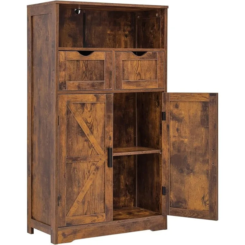 Floor Storage Cabinet with 2 Adjustable Drawers &