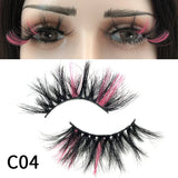 Fluffy 25MM Mink Eyelashes Colored Lashes With Glitter