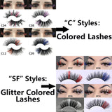 Fluffy 25MM Mink Eyelashes Colored Lashes With Glitter