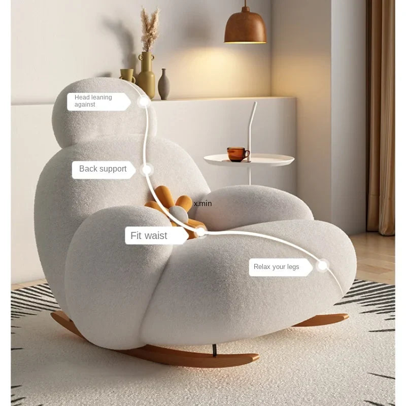 Fluffy White Living Room Chair Modern Cute Floor