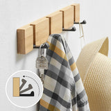 Foldable Bamboo Wall-mounted Clothes Hooks Door Hangers Household