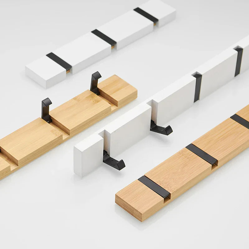 Foldable Bamboo Wall-mounted Clothes Hooks Door Hangers Household