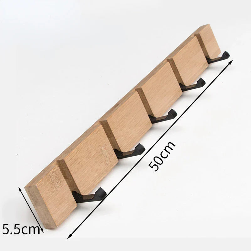 Foldable Bamboo Wall-mounted Clothes Hooks Door Hangers Household