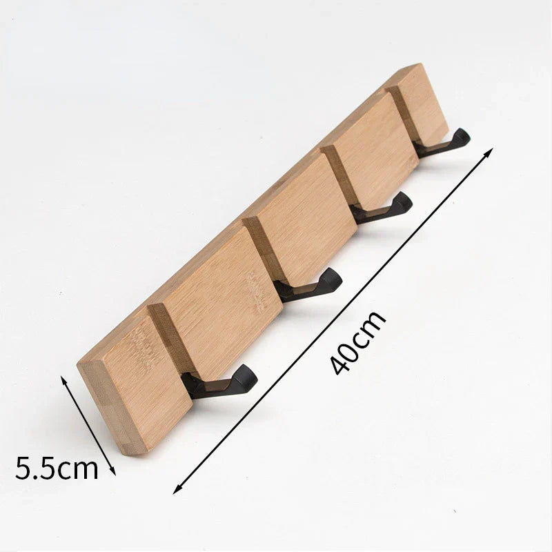Foldable Bamboo Wall-mounted Clothes Hooks Door Hangers Household