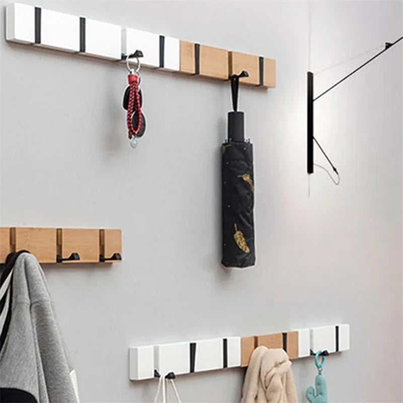 Foldable Coat Rack Bamboo Hat Hanger With Hook