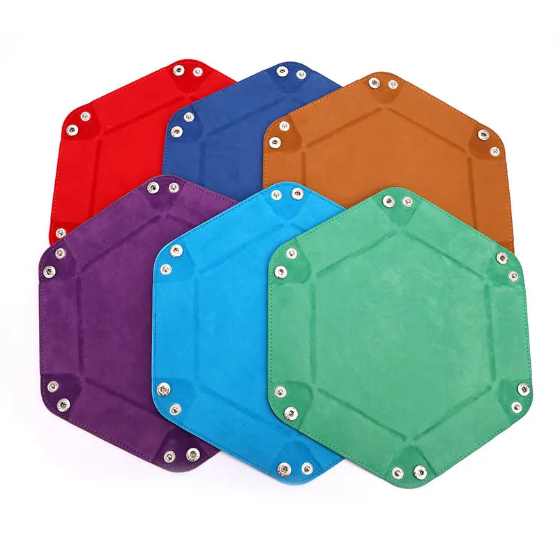 Foldable Dice Tray Box PU Leather Folding Hexagon