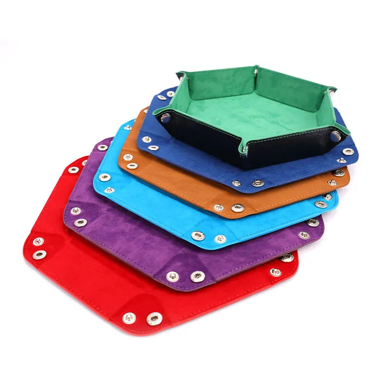 Foldable Dice Tray Box PU Leather Folding Hexagon